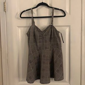 NWT gray plaid peplum top